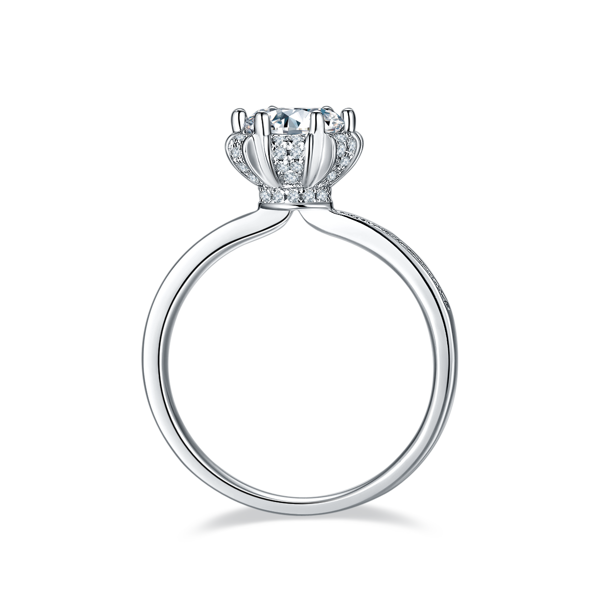 Straight arm wishing pool S925 silver plated platinum Moissanite women's ring 1 carat D-grade